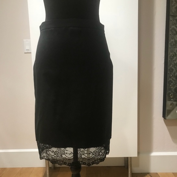 Zara Black Lace & Wool Pencil Skirt - Picture 2 of 4